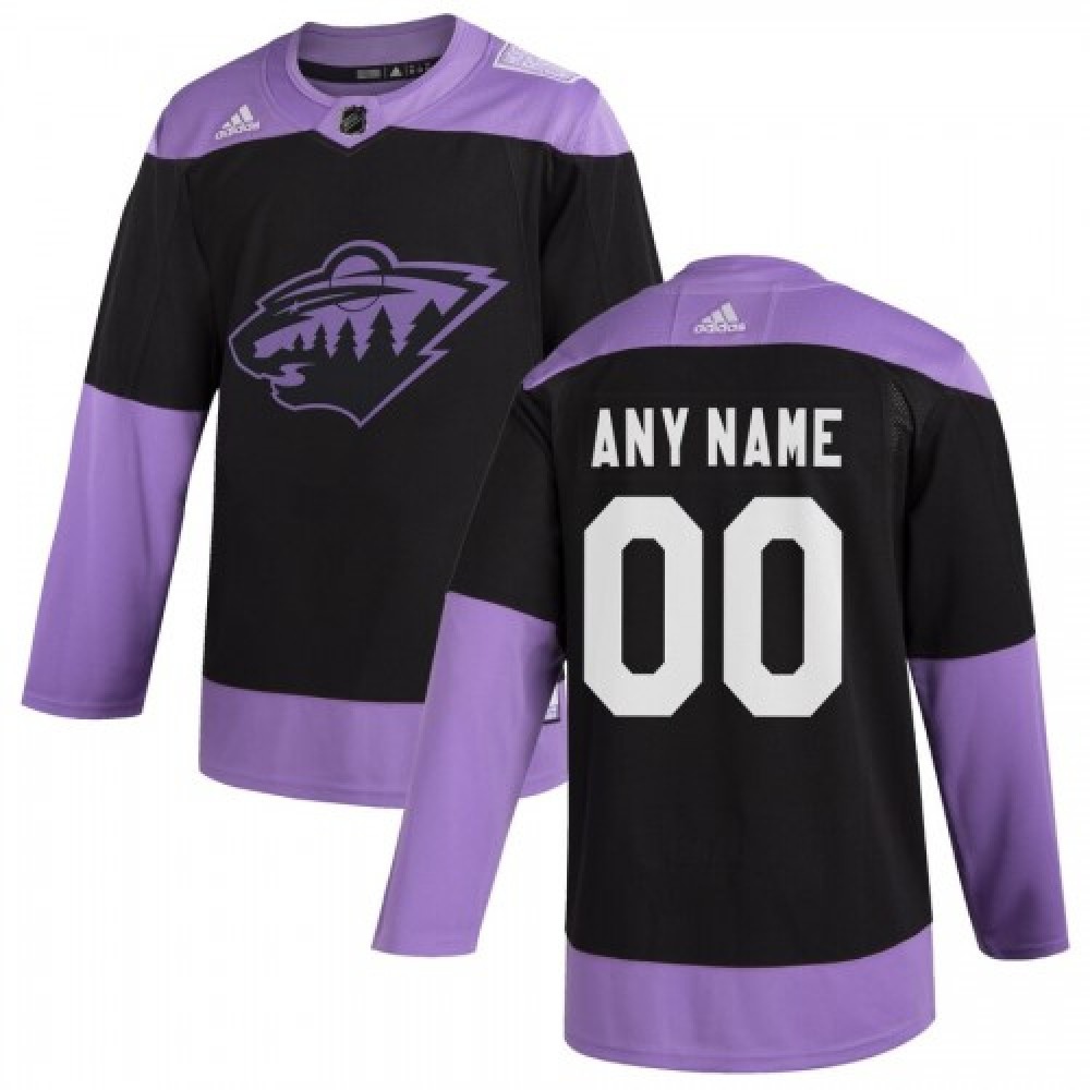 Men's Minnesota Wild adidas Black Hockey Fights Cancer Custom Practice Jersey-Pro Kit Vault | Brand New 26/27 Sports Jerseys